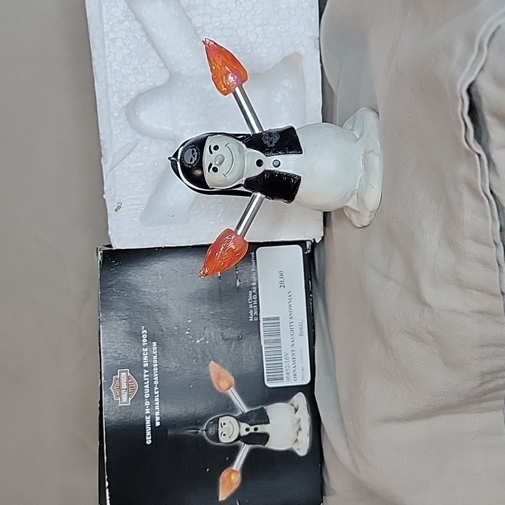 Harley Davidson Naughty Snowman Christmas Tree Ornament